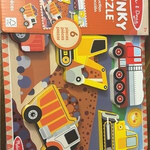 Melissa & Doug Chunky Puzzle - Bright Construction Vehicles